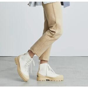 NWT Everlane Organic Cotton Canvas Combat Lace Lugged Sole Boots White 5.5